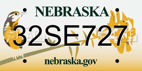 32SE727 Nebraska License Plate