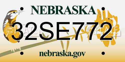 32SE772 Nebraska License Plate