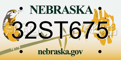 32ST675 Nebraska License Plate