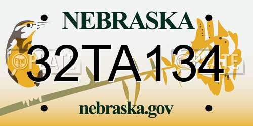 32TA134 Nebraska License Plate
