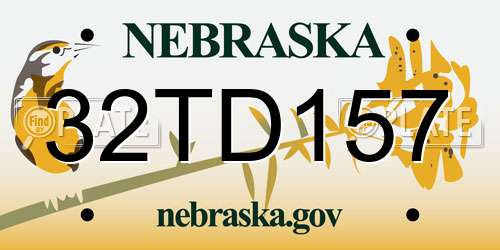 32TD157 Nebraska License Plate