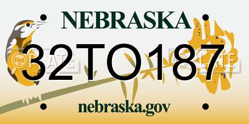 32TO187 Nebraska License Plate