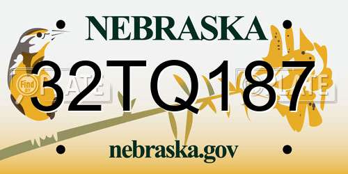 32TQ187 Nebraska License Plate