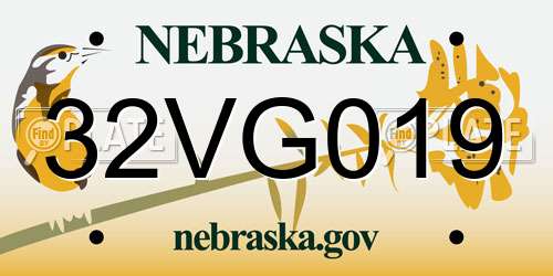 32VG019 Nebraska License Plate
