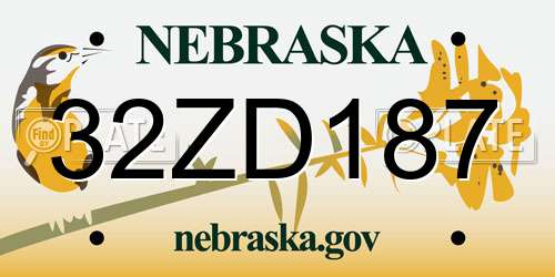 32ZD187 Nebraska License Plate