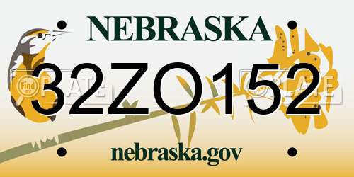 32ZO152 Nebraska License Plate