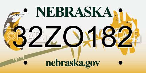 32ZO182 Nebraska License Plate