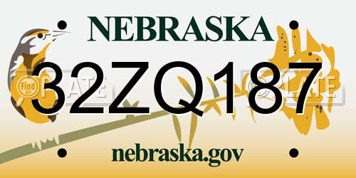 32ZQ187 Nebraska License Plate