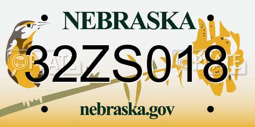 32ZS018 Nebraska License Plate