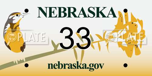 33 Nebraska License Plate