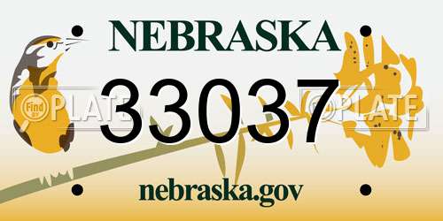 33037 Nebraska License Plate