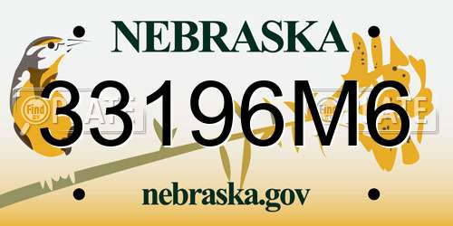 33196M6 Nebraska License Plate