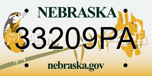 33209PA Nebraska License Plate