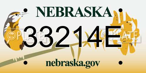 33214E Nebraska License Plate