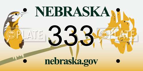 333 Nebraska License Plate