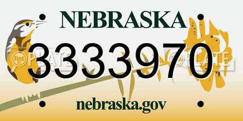 3333970 Nebraska License Plate