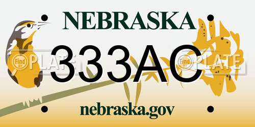 333AC Nebraska License Plate