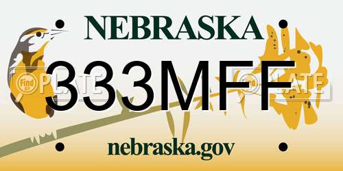 333MFF Nebraska License Plate