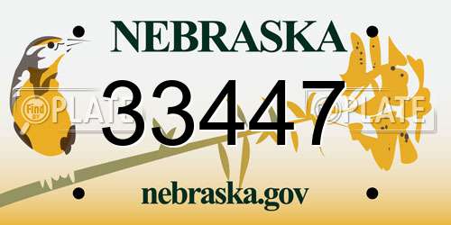 33447 Nebraska License Plate