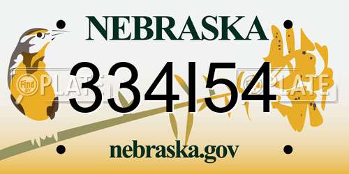 334I54 Nebraska License Plate