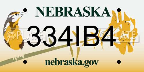 334IB4 Nebraska License Plate