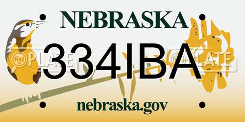 334IBA Nebraska License Plate