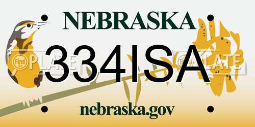 334ISA Nebraska License Plate