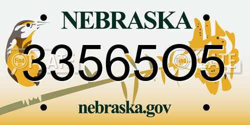 33565O5 Nebraska License Plate