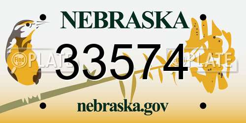 33574 Nebraska License Plate