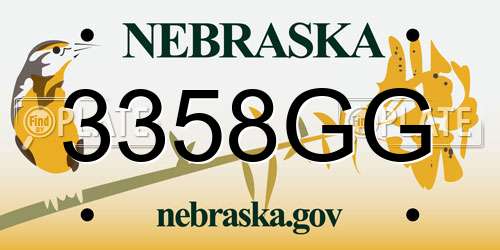 3358GG Nebraska License Plate