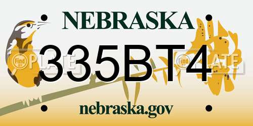 335BT4 Nebraska License Plate