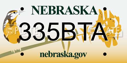 335BTA Nebraska License Plate
