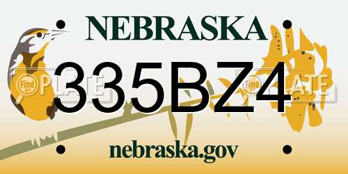 335BZ4 Nebraska License Plate