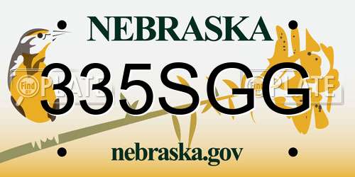335SGG Nebraska License Plate