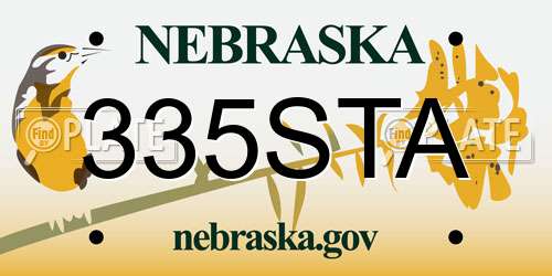 335STA Nebraska License Plate