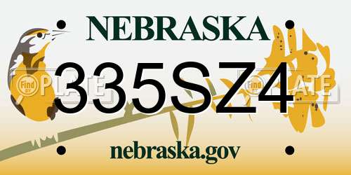 335SZ4 Nebraska License Plate