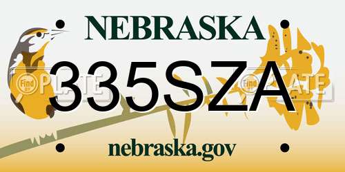 335SZA Nebraska License Plate