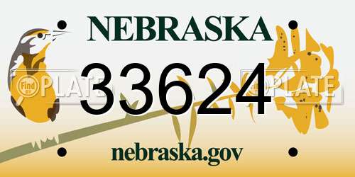 33624 Nebraska License Plate