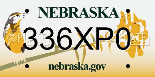 336XP0 Nebraska License Plate