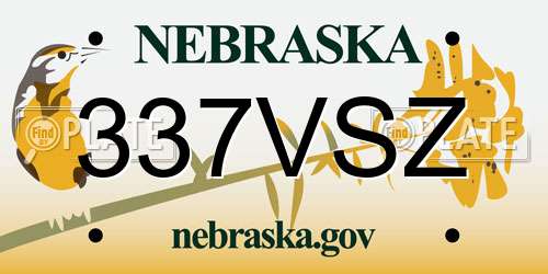 337VSZ Nebraska License Plate