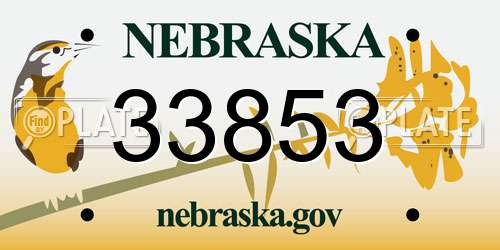 33853 Nebraska License Plate