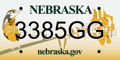 3385GG Nebraska License Plate