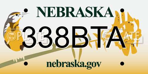 338BTA Nebraska License Plate