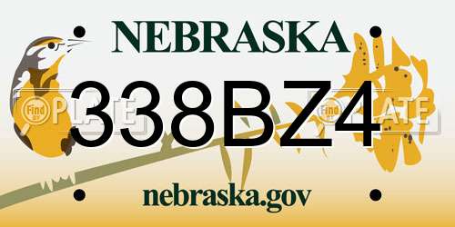 338BZ4 Nebraska License Plate