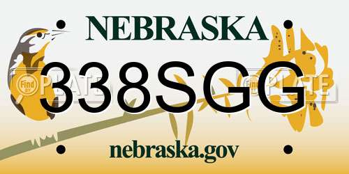 338SGG Nebraska License Plate