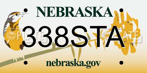 338STA Nebraska License Plate