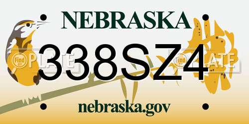 338SZ4 Nebraska License Plate