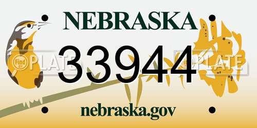 33944 Nebraska License Plate