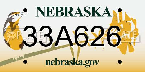33A626 Nebraska License Plate