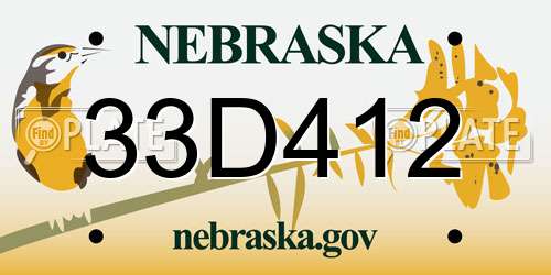 33D412 Nebraska License Plate